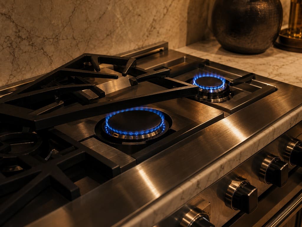 Viking sealed-burner cooktop and range serviced in a Los Altos kitchen